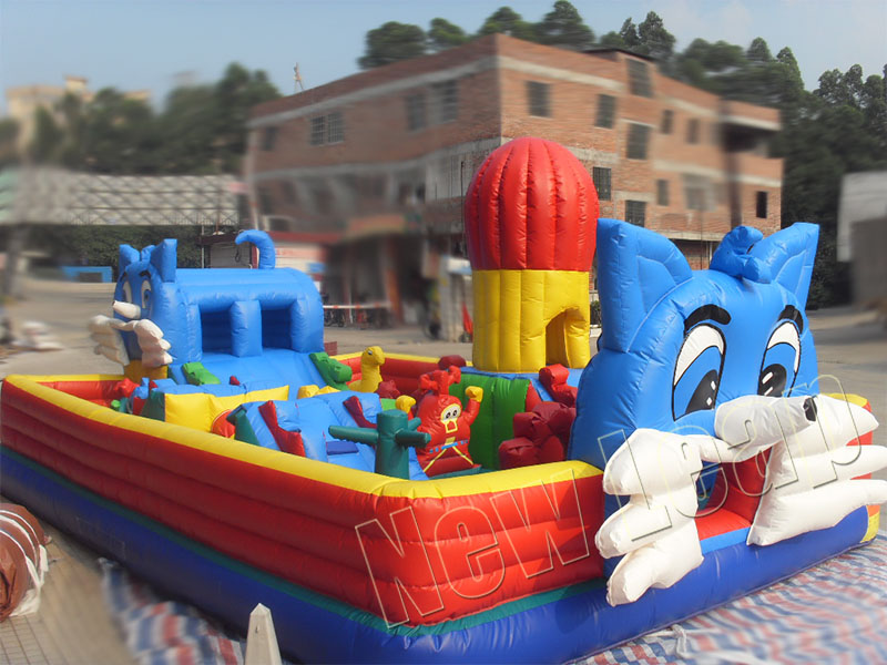 blue cat inflatable playground
